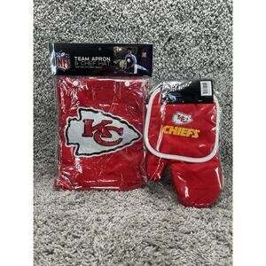 Kansas City Chiefs NFL Team Apron & Chef Hat And Oven Mitt Pot Holder Bundle Set